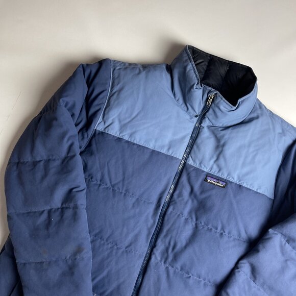 Patagonia Bivy Goose Down Jacket Quilted Puffer Mens XXL Blue  Stained, read - Picture 3 of 16